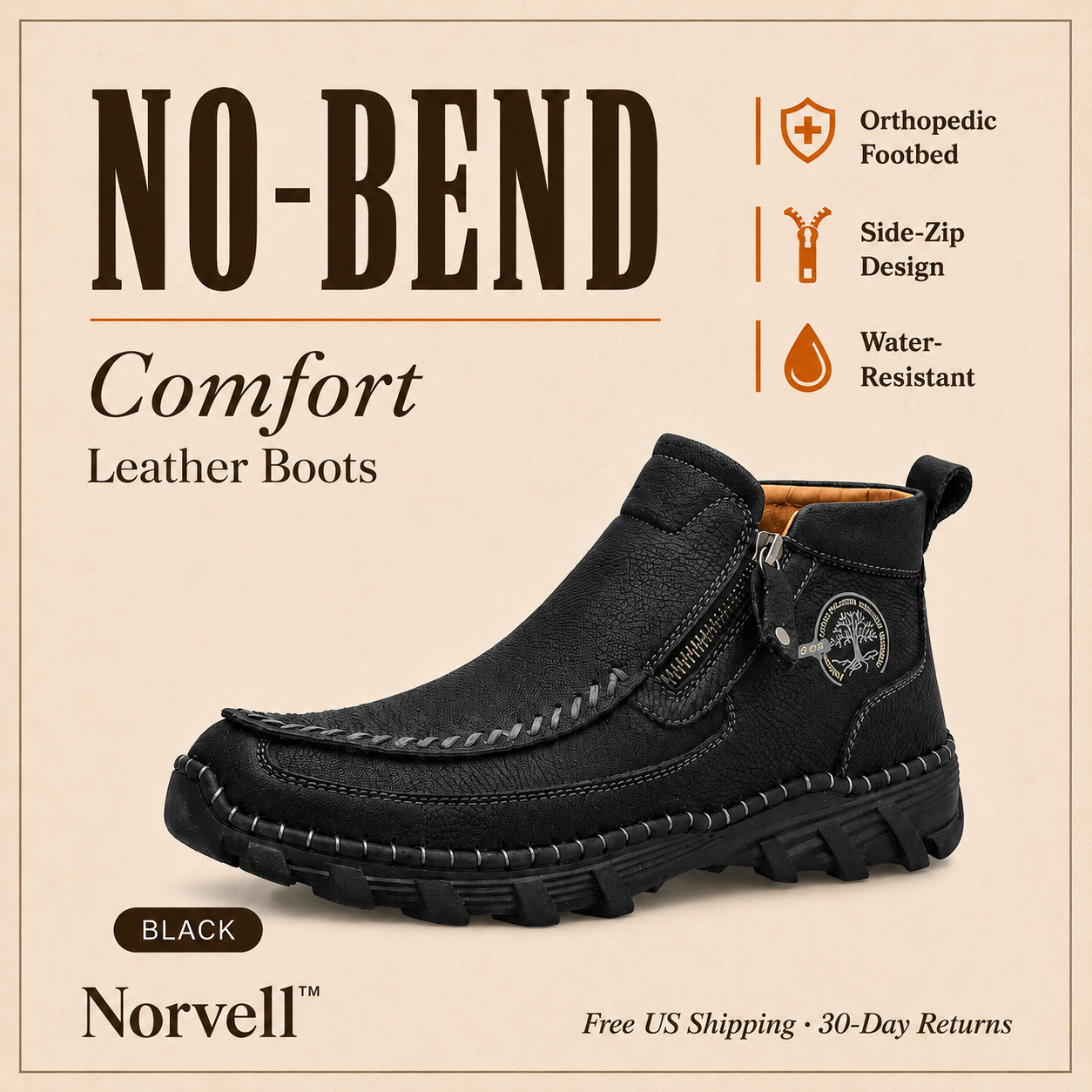 No-Bend Comfort Leather Boots